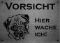 Preview: Edelstahl Warnschild Mops VORSICHT Hier wache ich!